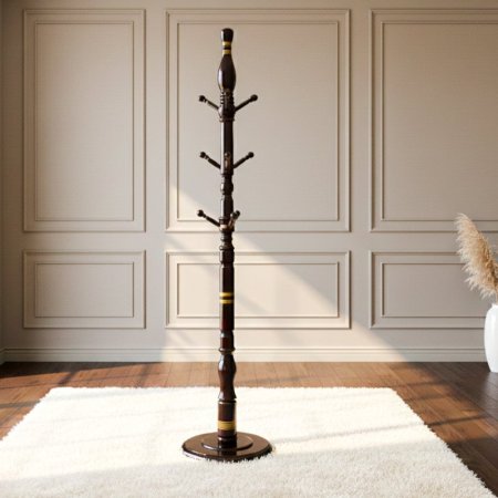 شماعة ملابس 9 عين خشب بني محروق قاعدة خشب EL78/1 =ط55