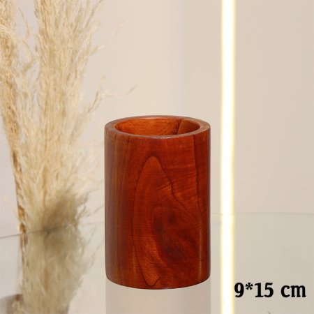 مشك مدور 9*15سم معالق وشوك وسكاكين خشب بامبو غامق =EL78/6 =ط55