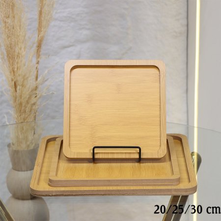 طقم صواني/3 (20/25/30سم) مربع خشب بامبو EL72/20 =ط55