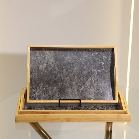 طقم صواني مستطيل/3 خشب بامبو وجة مرسم جرانيت سكني EL72/26 =ط55