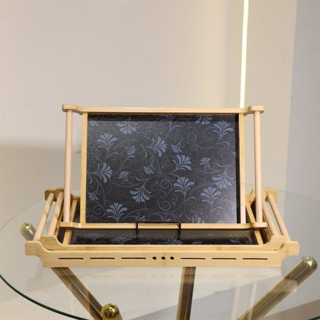 طقم صواني مستطيل/3 خشب بامبو وجة مرسم بيدين اعمدة EL72/27 =ط55