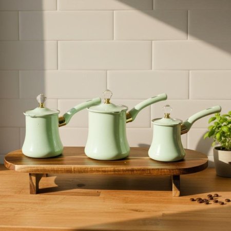 طقم/3 بكارج زينكو 8/10/12سم فستقي غطا يد جوهرة ع.ك هدية EL121/13 =ك6