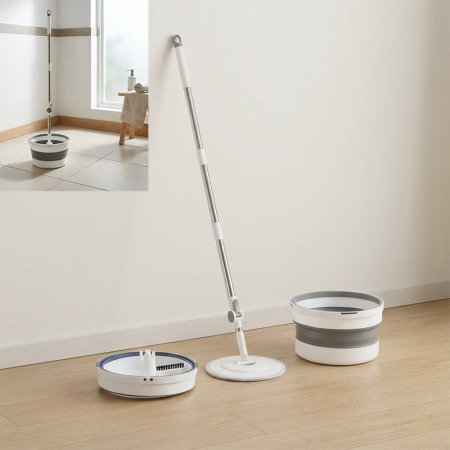 سطل مسح مدور بلاستك ابيض وسكني ع.كرتون EL84/2 =ط55