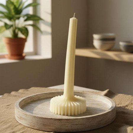 شمعة 20سم 1عين قاعدة مدور محزز EL40/2 =ك7