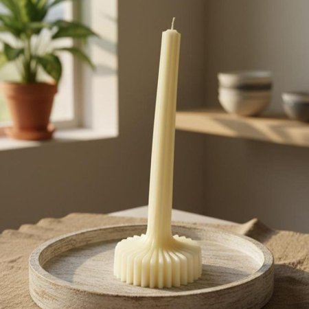 شمعة 25سم 1عين قاعدة مدور محزز EL40/3 =ك7