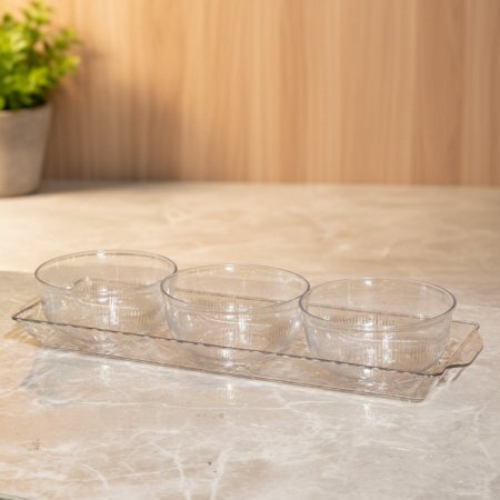 طقم صحون مكسرات/3 مدور مع صينية اكرلك K178/8 =ك2