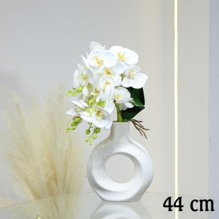 فازة بورسلان ورد ابيض 44سم عروق اخضر EL145/2 =ط56