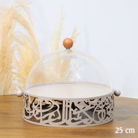 جاط كيك مدور 25سم قاعدة تنك كابتشينو غطا اكرلك شفاف مسكة طابة EL29/6 =ط55