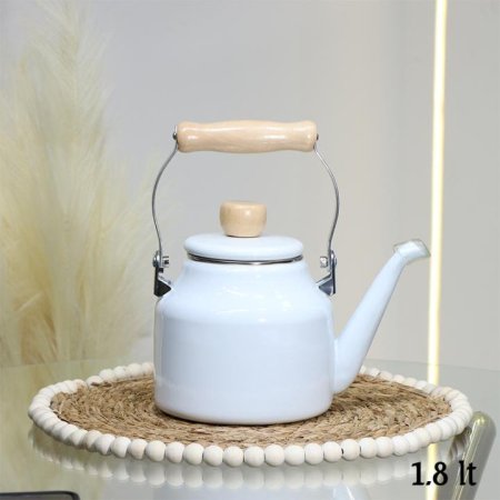 براد شاي زينكو 1.8لتر ابيض يد ستانلس ملبس خشب EL56/26 =ط56