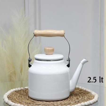 براد شاي زينكو 2.5لتر ابيض يد ستانلس ملبس خشب EL56/27 =ط56