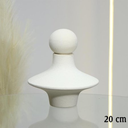 فازة جبص بيج 20سم مدور عنق قصيرغطا طابة EL10/25 =ط56