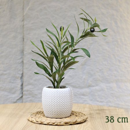 قوار جبص طابة ابيض زيتون 38سم عروق اخضر EL86/3 =ط58