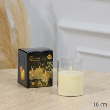 شمعة اكرلك شفاف مدور 10سم اضاءة بطاريات EL30/5 =رم2