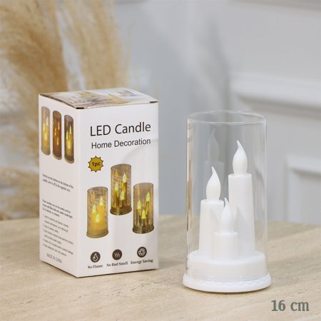 شمعة 3عين اكرلك شفاف مدور 16سم اضاءة بطاريات EL30/7 =رم2