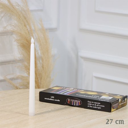 طقم شمعة /12 مدور ابيض 27سم اضاءة بطاريات EL30/8 =رم2