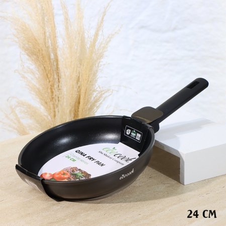 مقلى جرانيت QINA مدور24سم اسود ماط 32803-2/B يد سلكون ++2