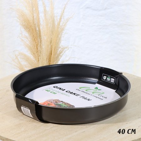 صينية فرن QINA مدور 40سم اسود ماط 32803-5/B يد سلكون ++2