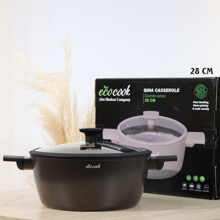 طنجرة QINA مدور 28سم اسود ماط 32803-17/B يد سلكون ++2