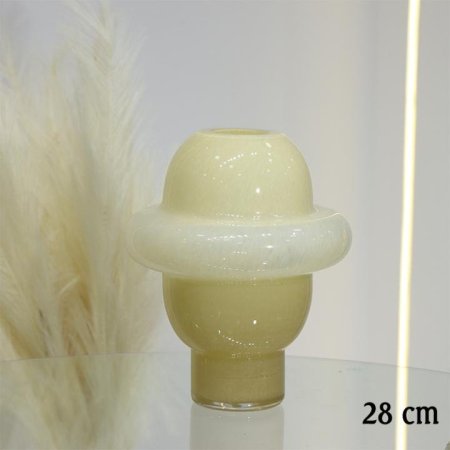 فازة زجاج اصفر 28سم شكل حلقات EL12/7 =ط56