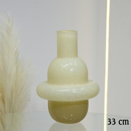 فازة زجاج اصفر 33سم شكل حلقات EL12/6 =ط56