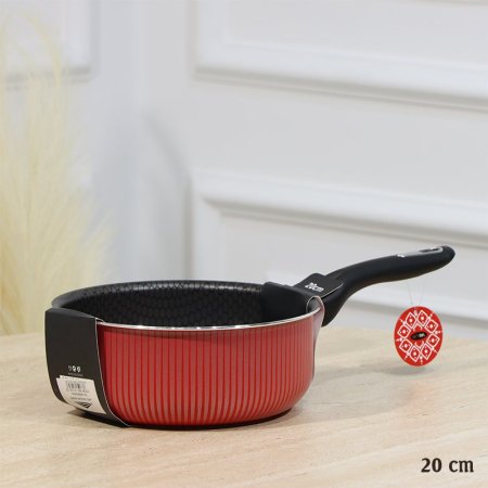 كسرولة مدور SENSTAN احمر 20سم وجه اسود خلية نحل  EL55/25 =رم3