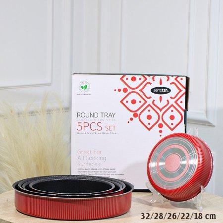 طقم صواني/5 SENSTAN احمر 18/22/26/8/32سم وجه اسود خلية نحل EL55/22 =رم3