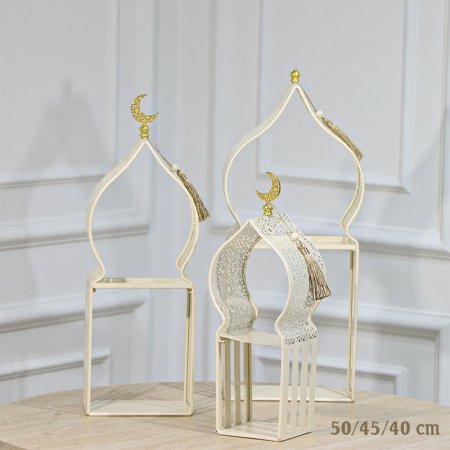 طقم مضايف رمضان 2 طبقة /3 احجام 40/45/50سم تنك بيج شكل محراب EL91/16 =رم1