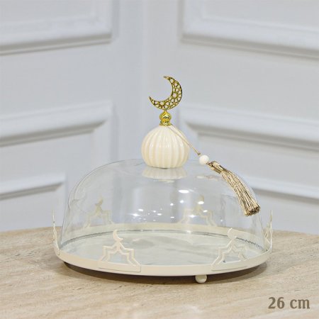 جاط كيك مدور 26سم تنك بيج غطا اكرلك شفاف حيف هلال مسكة قبة EL91/19 =رم1