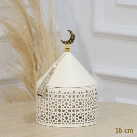 مضيفة رمضان مدور 16سم تنك يبج مشبك غطا مخروط مسكة هلال EL91/24 =رم1