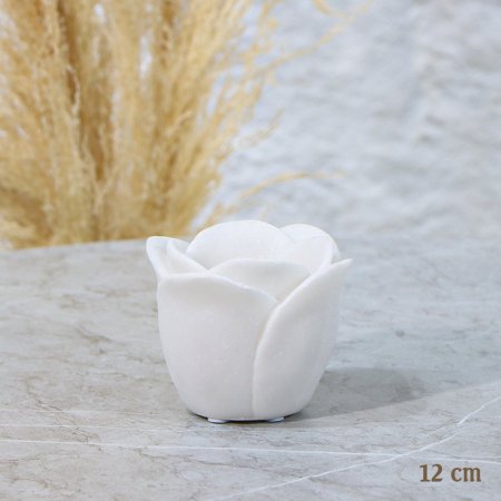 تحفة شكل وردة جوري 12سم جرانيت ابيض EL156/17 =رم1