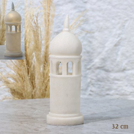 تحفة مأذنة ريزن بيضاوي 32سم بيج اضاءة بطاريات  EL156/23 =رم1