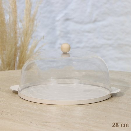 جاط كيك مدور 28سم تنك بيج غطا اكرلك شفاف مسكة طابة EL128/17 =رم1