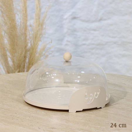 جاط كيك مدور 24سم تنك بيج غطا اكرلك شفاف بيدين مكتب نورتونا مسكة طابة EL128/31 =رم1