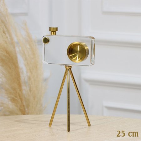 تحفة كرستال كاميرا 25سم أرجل ستانلس ذهبي EL85/9 =رم2