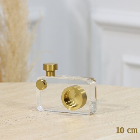 تحفة كرستال كاميرا 10سم زر وعدسة ستانلس ذهبي EL85/10 =رم2