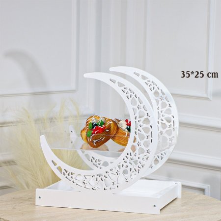 ستاند خشب مستطيل 35*25سم جوانب هلال رمضان ابيض EL43/18-A =رم3