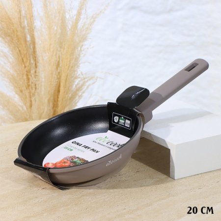 مقلى جرانيت QINA مدور20سم كابتشينو ماط 32803-1/A يد سلكون ++2