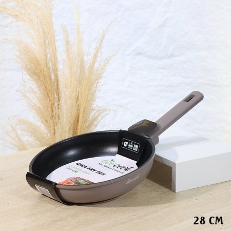 مقلى جرانيت QINA مدور24سم كابتشينو ماط 32803-2/A يد سلكون ++2