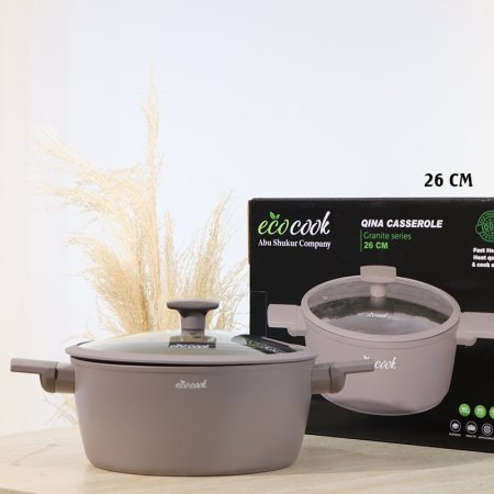 طنجرة QINA مدور 26سم كابتشينو ماط 32803-16/A يد سلكون ++2