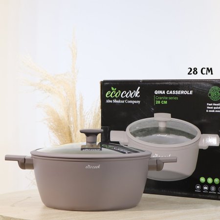 طنجرة QINA مدور 28سم كابتشينو ماط 32803-17/A يد سلكون ++2