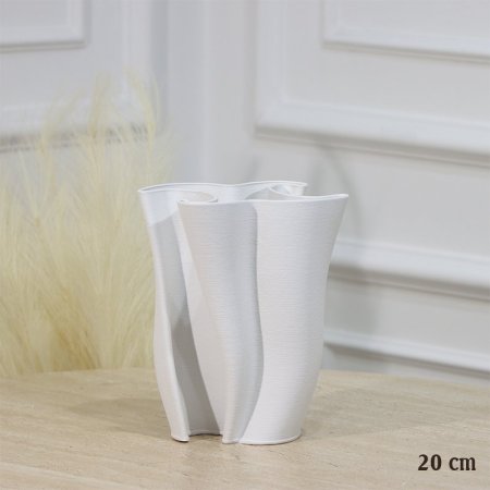 فازة جبص ابيض 20سم شكل ببيونة حيف معرج EL87/2 =رم3