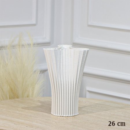 فازة جبص ابيض 26سم شكل مثلث حيف معرج EL87/3 =رم3