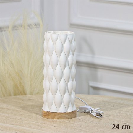 سهارة جبص ابيض 24سم شكل بابلز اضاءة شحن EL87/10 =رم3