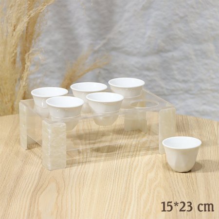 ستاند فناجين قهوة سادة 6 عين مستطيل 23*15سم اكرلك شفاف ارجل ريزن EL37/5 =ط58