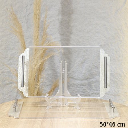 طقم صواني مستطيل/2 اكرلك شفاف 46+50سم جوانب ريزن بيدين مقبض EL37/6 =ط58
