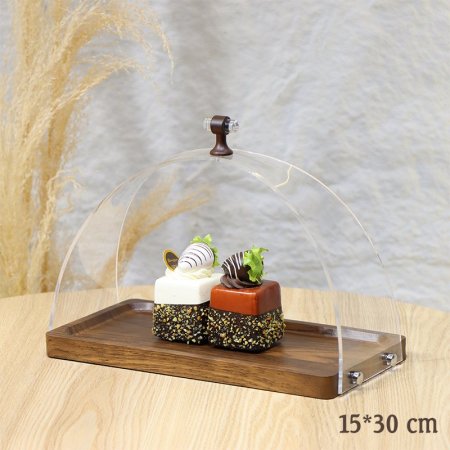 مضيفة مستطيل خشب بامبو 30*15سم مسكة اكرلك شفاف شكل قوس EL37/7 =ط58