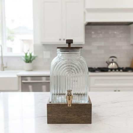 مطربان مربع زجاج حنفية 3لتر قاعدة وغطا خشب معتق ECO++ TD20A