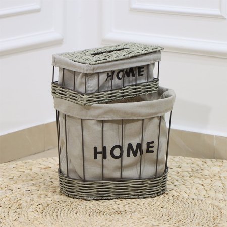 سلة + بكيت محارم حديد سكني وجه قماش سكني قاعدة قصب سكني EL92/15 =رم1