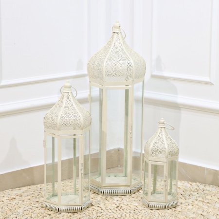 طقم فانوس رمضان /2 احجام شكل مأذنة سداسي تنك بيج قبة كبير EL16/7 =رم2