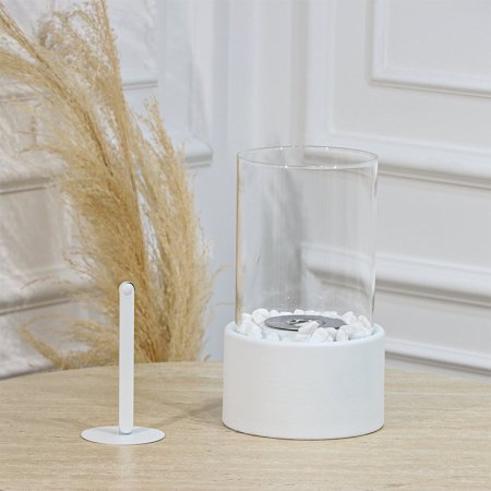 فاير بليس مدور وجه زجاج حديد ابيض + حجار ابيض EL16/13 =رم2